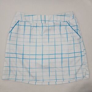 ADIDAS Womens Skort Sz 4 Skirt Shorts WHITE Plaid Golf Pickleball Tennis Preppy